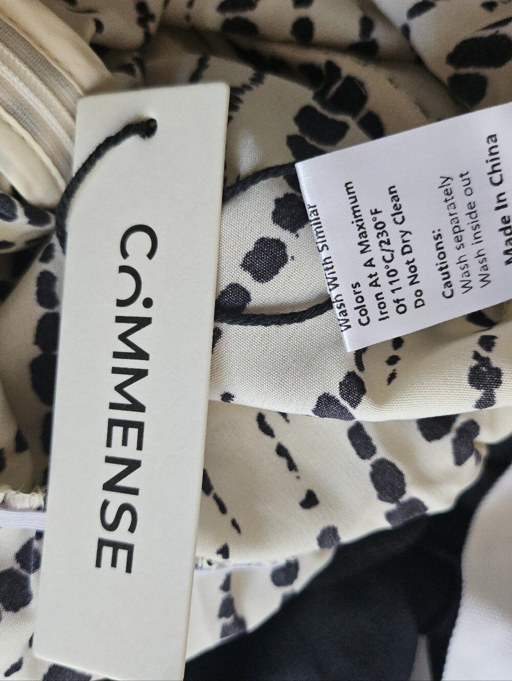 New W Tag Commense Off-Shoulder Tie-Waist Wide-Leg Jumpsuit Cream and Black XS - Picture 10 of 14